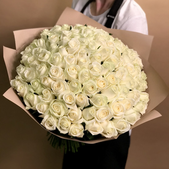 Розы Букет из 101 белой розы (40 см)