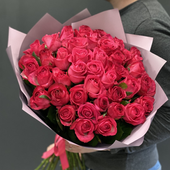Розы Букет из 41 малиновой розы (60 см)