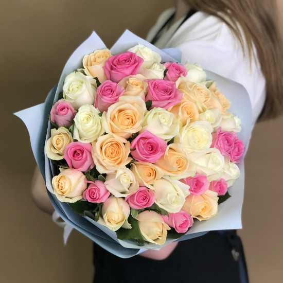 Розы Букет из роз нежный микс 41 шт. (40 см)