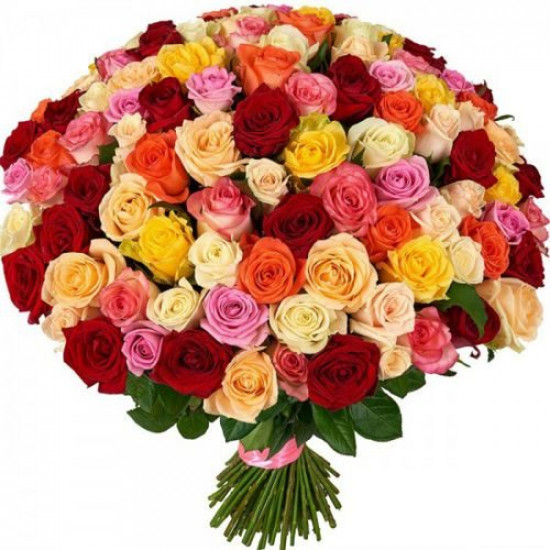 Букеты из роз Букет из 201 розы яркий микс (70 см)