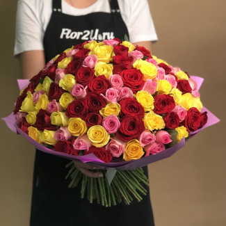 Розы Букет из 151 розы яркий микс  (40 см)
