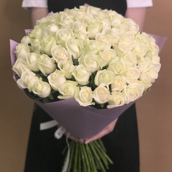 Розы Букет из 71 белой розы (70 см)