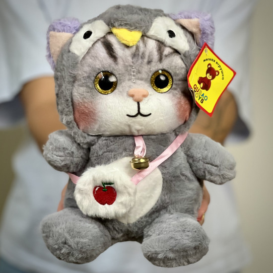 Мягкие игрушки Котик в капюшоне серый (30 см)