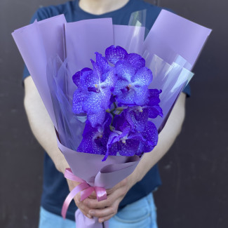Орхидеи Букет из 9 синих орхидей