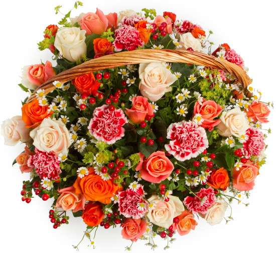Букеты из роз Корзина цветов Праздничное настроение